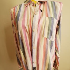 Pastel Striped Casual Button Down Shirt